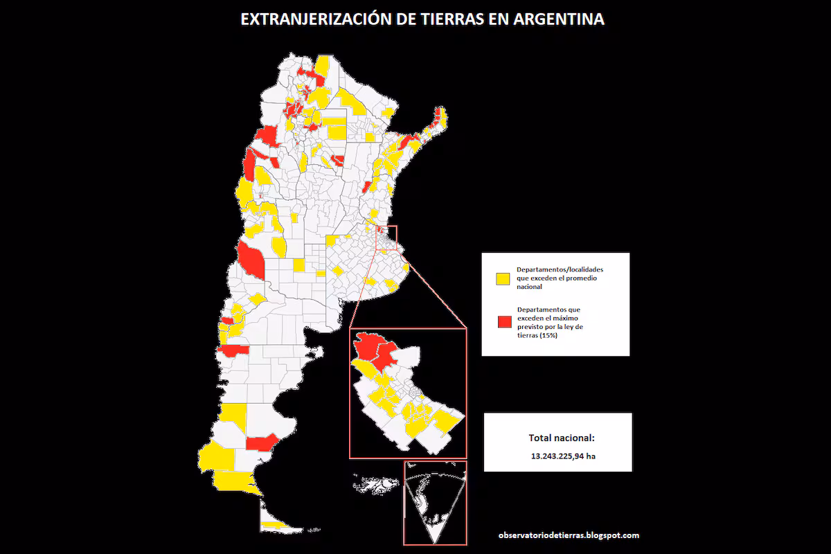 Argentinos pierden 13 millones de hectáreas: Tierra en manos extranjeras