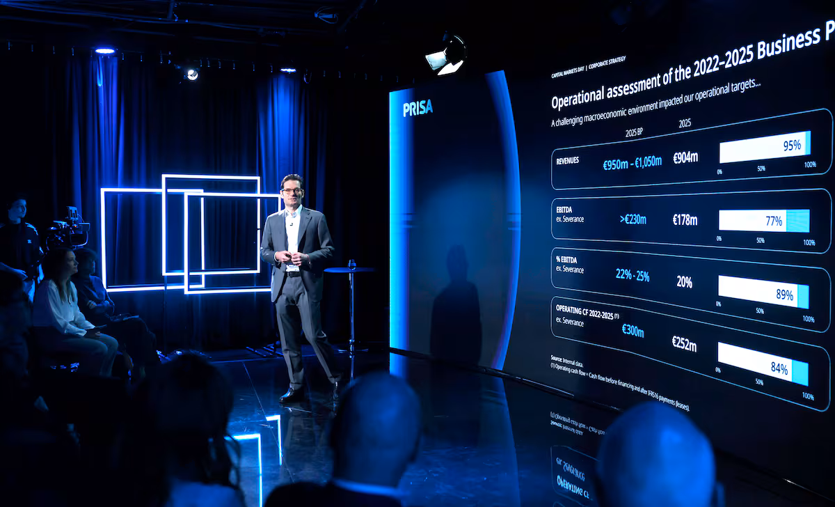 Prisa lanza su plan estratégico 2026-2029 para lograr 1.120 millones en ingresos